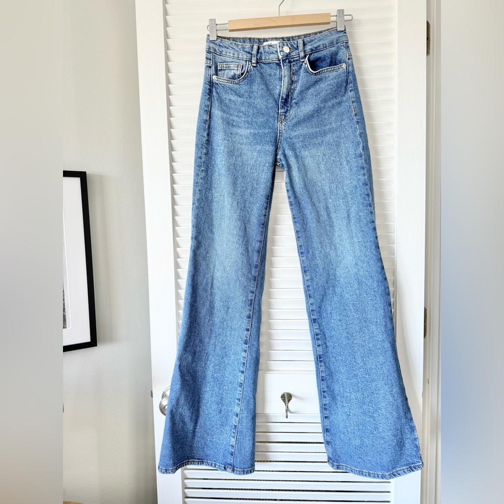 ZARA High Waisted Flare Jeans Sz 2 (26) EUR 34